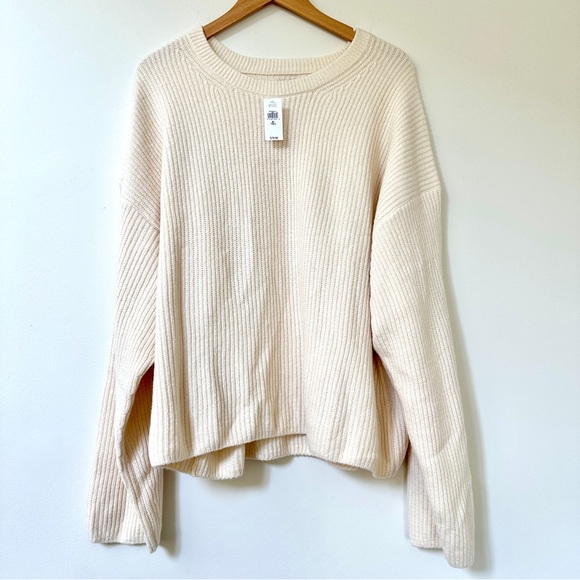 NWT GAP Super Soft Cream Sweater Crew Oversized CashSoft XL Tall Sweater - Picture 1 of 5